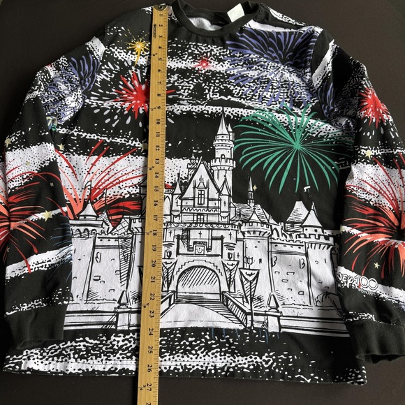 Disney Shirt Mens Medium Black Disneyland Resort Castle Fireworks Disney100 Tee - Picture 11 of 11